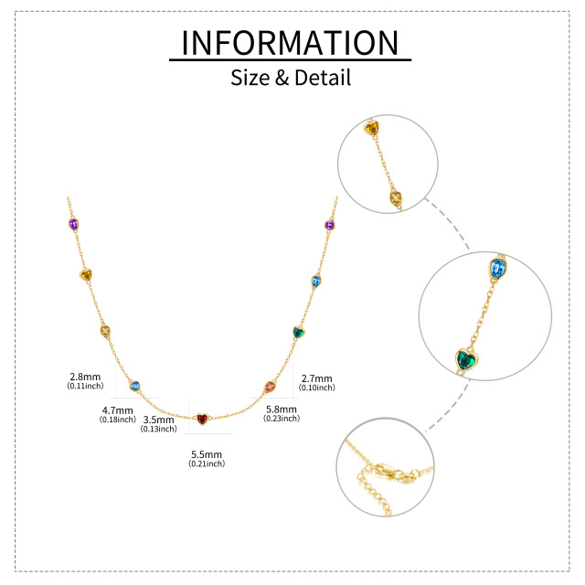 Collana a catena con stazione di perline in oro 14 carati con zirconi cubici-5