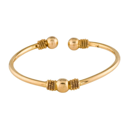 14K Gold Bead Station Cuff Bracelet