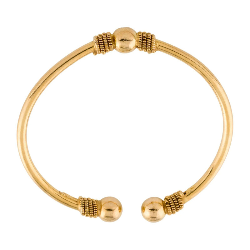 14Kゴールドビーズステーションカフブレスレット-3