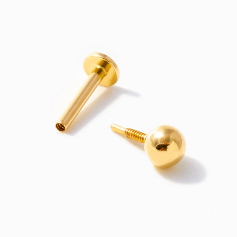 Pendientes de tachuelas con cuentas de oro de 14 quilates-3