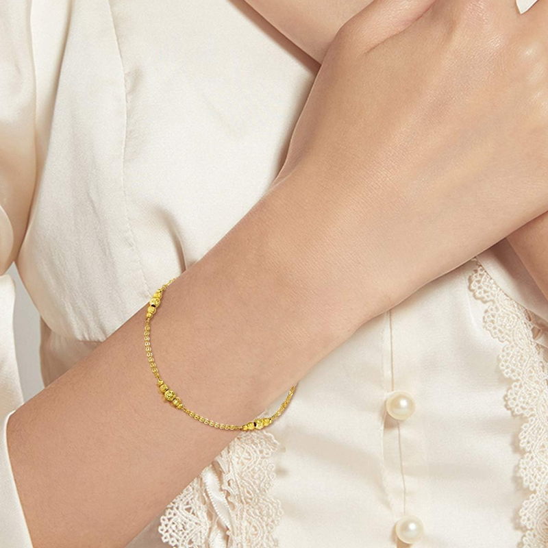 Pulsera de cuentas de oro de 14 quilates para mujer-2