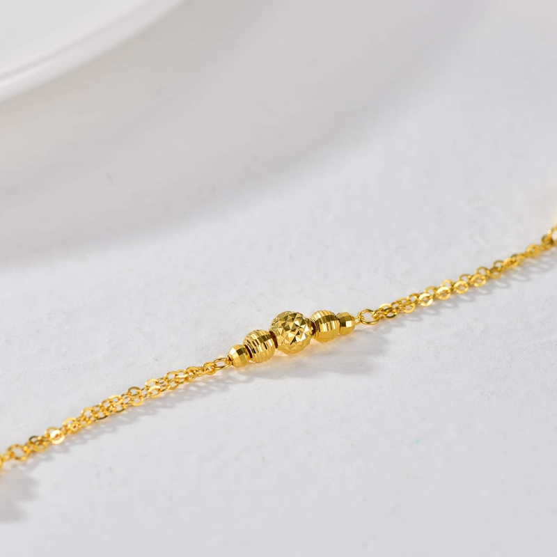 14K Gold Beads Bracelet for Women-3