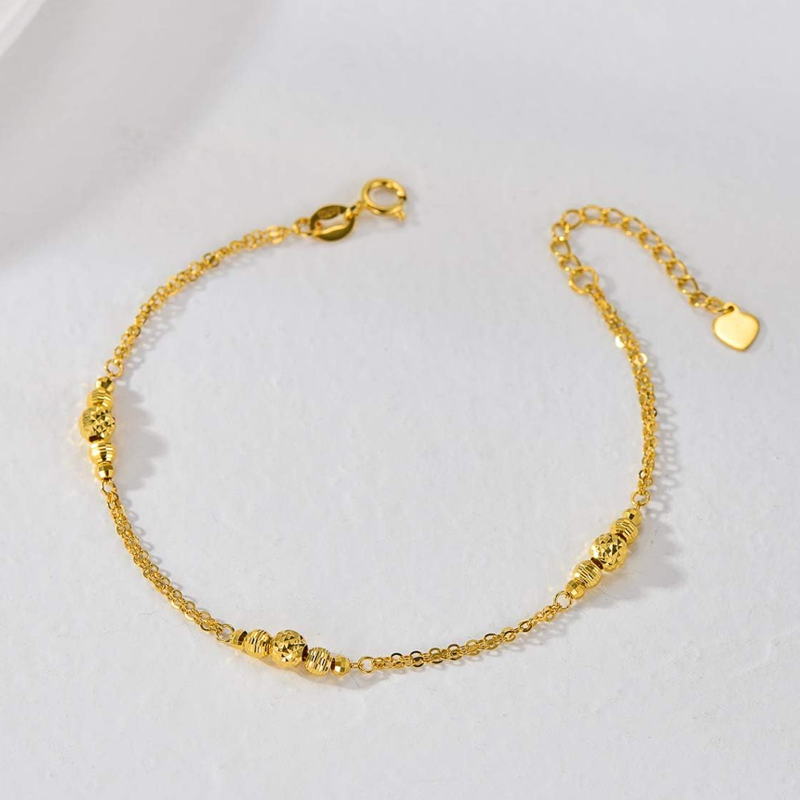 14K Gold Beads Bracelet for Women-4