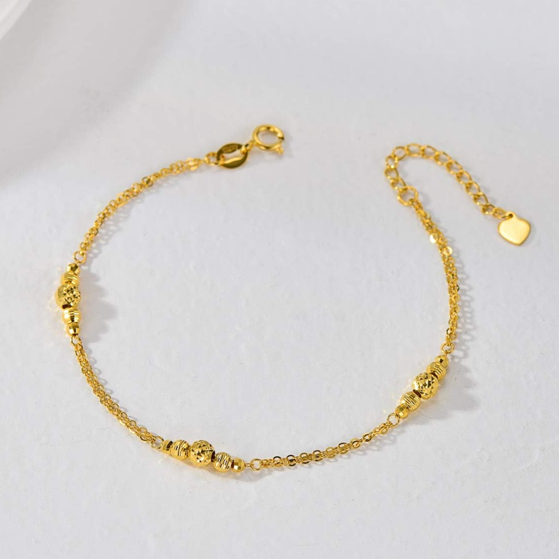 Pulsera de cuentas de oro de 14 quilates para mujer-4