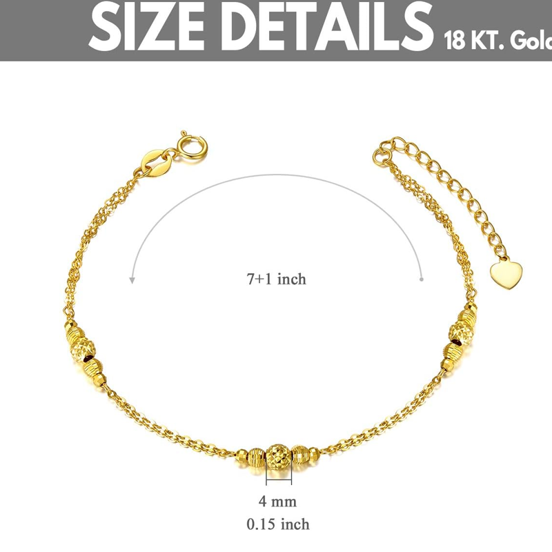 Pulsera de cuentas de oro de 14 quilates para mujer-5