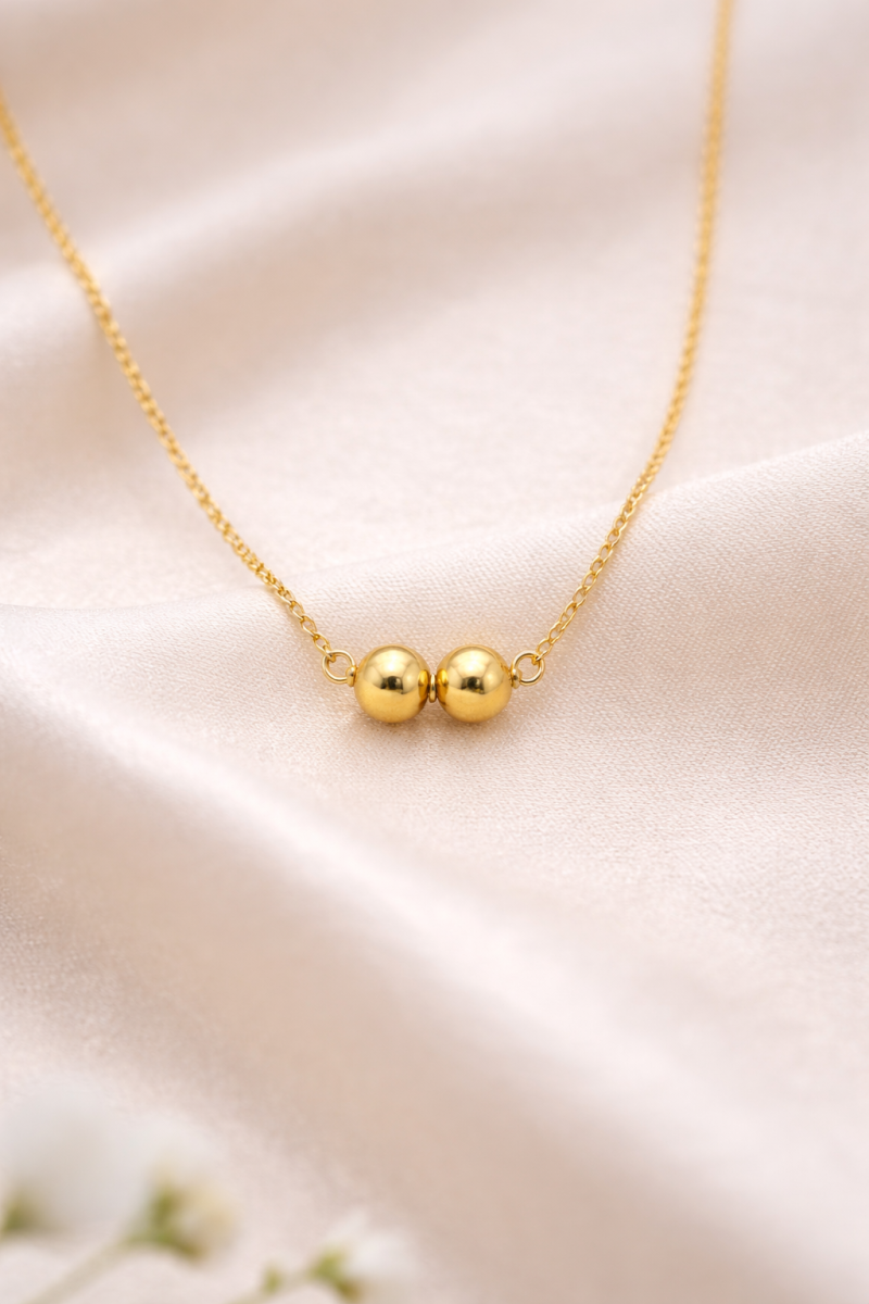 Collar colgante de cuentas de oro de 14 quilates-3