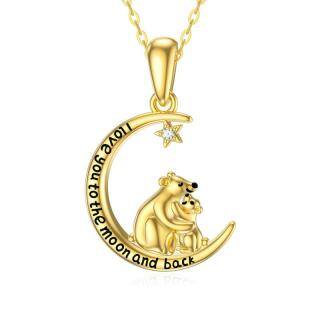 10K Gold Cubic Zirconia Bear Pendant Necklace-42