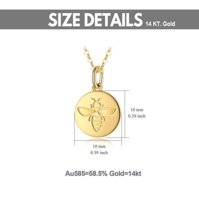 14K Gold Bee & Round Pendant Necklace-5