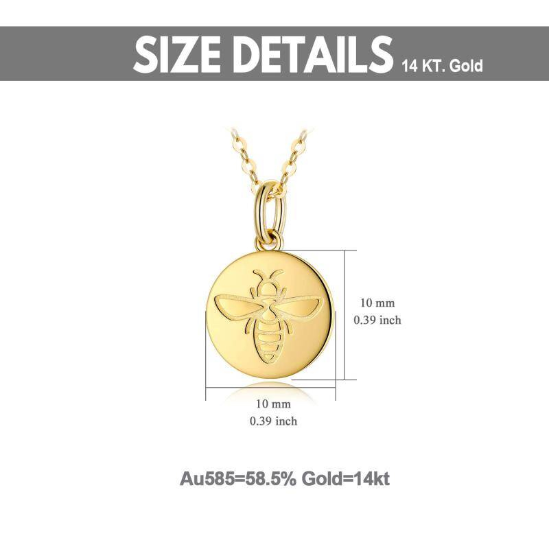 10K Gold Bee & Round Pendant Necklace-5