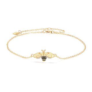 10K Gold Cubic Zirconia Bees Charm Bracelet-25