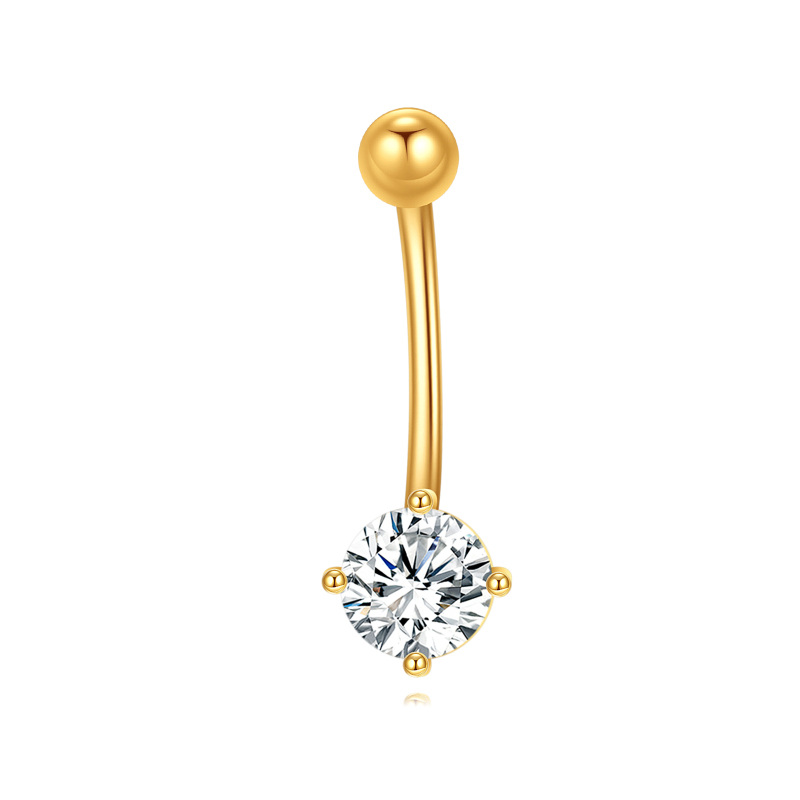10K Gold Cubic Zirconia Belly Button Ring-2