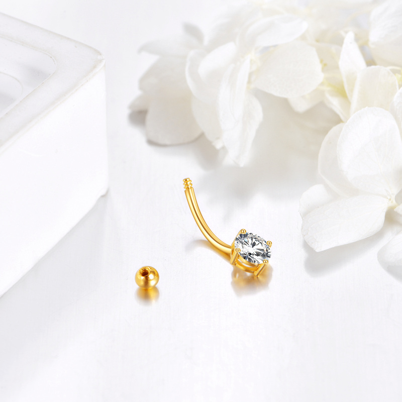 Bauchnabelring aus 10-karätigem Weißgold mit Zirkonia-3