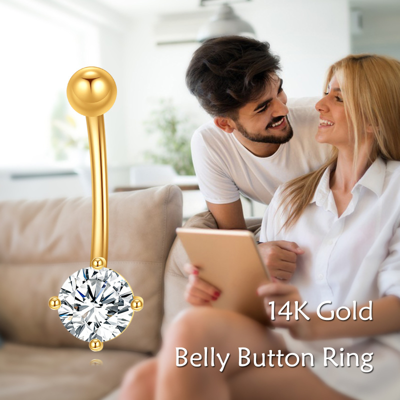 Bauchnabelring aus 10-karätigem Weißgold mit Zirkonia-6