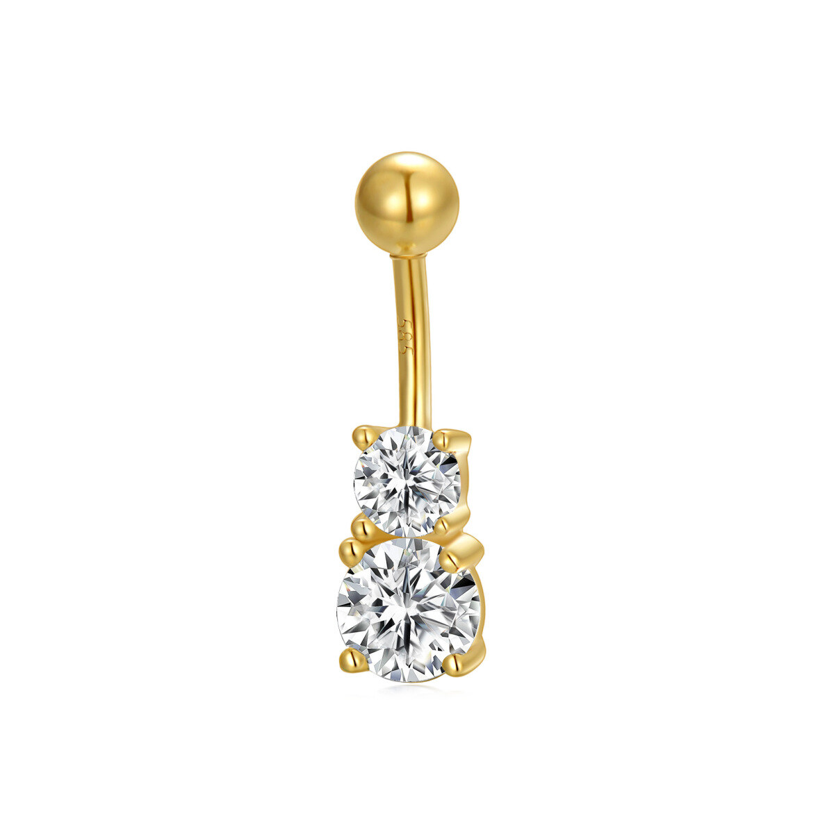 10K Gold Cubic Zirconia Belly Button Ring-1