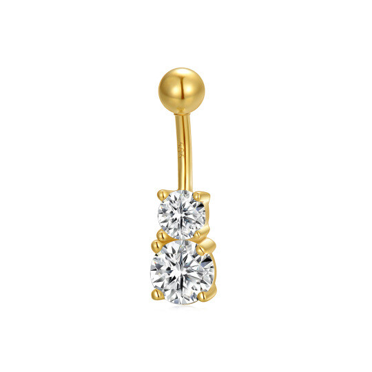 10K Gold Cubic Zirconia Belly Button Ring