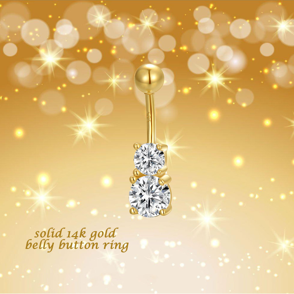 Anillo de oro de 14 quilates con circonita cúbica para el ombligo-5