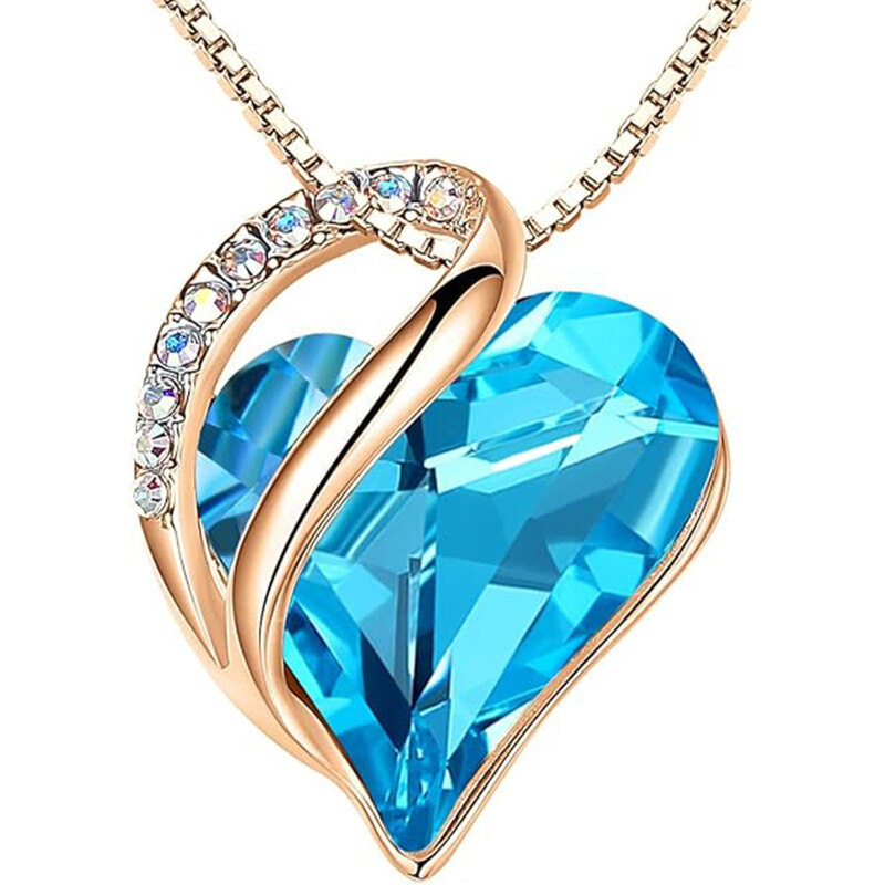 Collar con colgante personalizado de piedra del nacimiento y corazón, en oro 14K-2