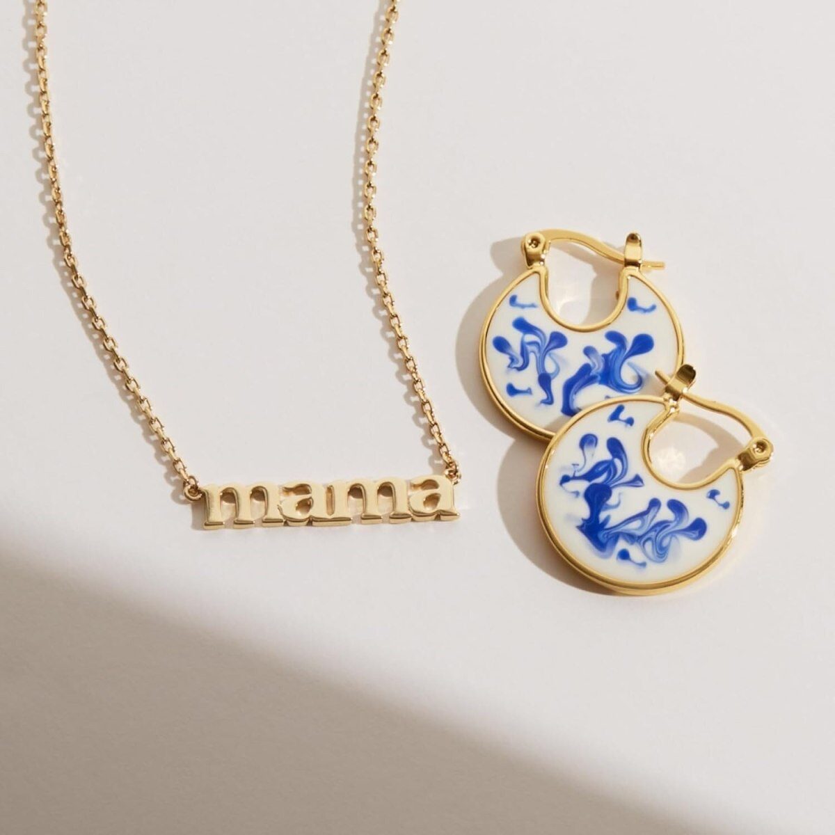 Sterling Silber mit Gelbgold plattierten blauen Emaille Gold Ohrringe für Damen-3