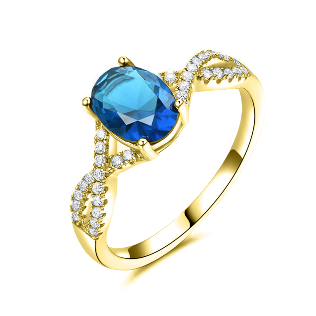 14K Gold Blue Topaz Ring-1