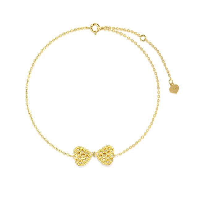 14K Gold Bow Pendant Bracelet-1