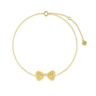 14K Gold Bow Pendant Bracelet-4