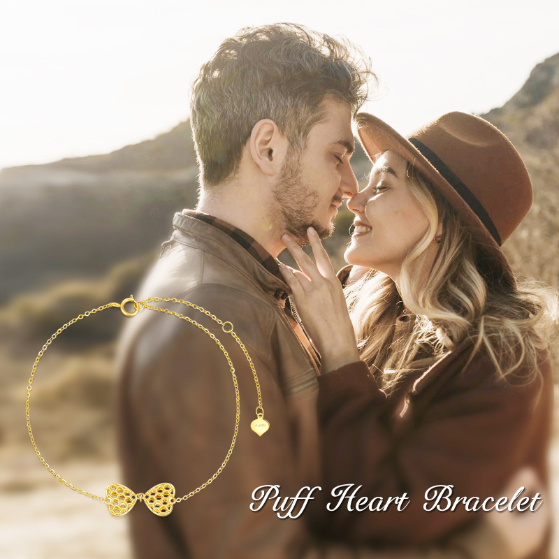 Pulsera con dije de lazo de oro de 10 quilates-3