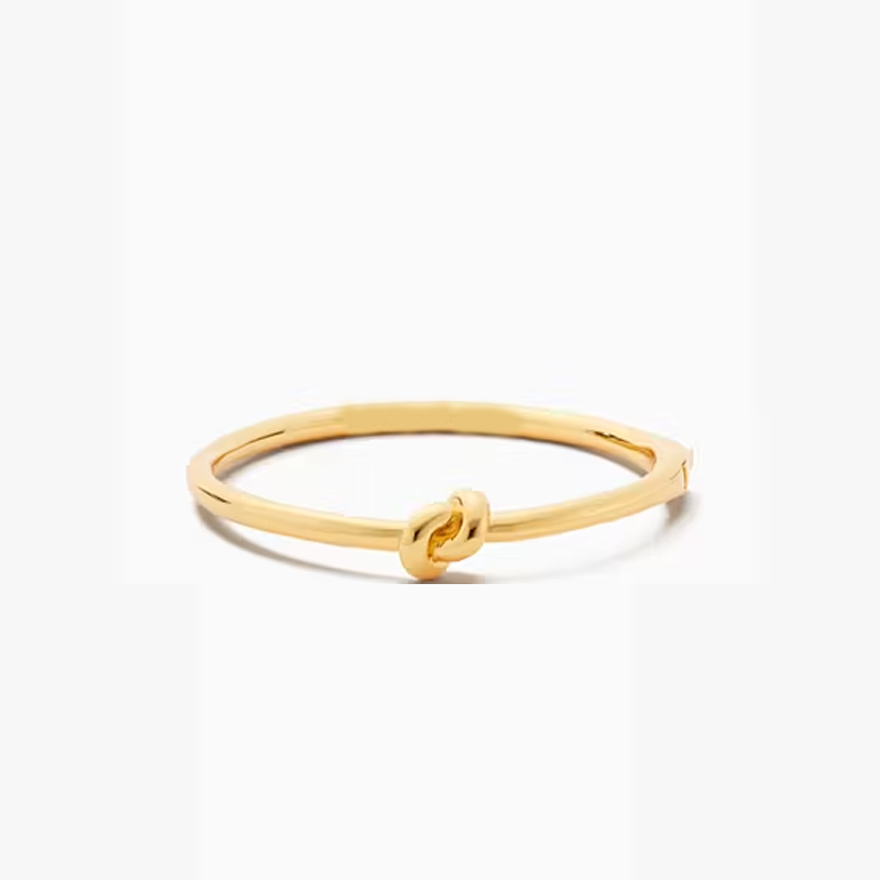 Sterling Silver with Yellow Gold Plated Bow Plain Bangle Bracelet-1