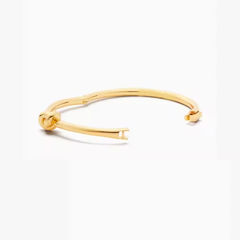 Sterling Silver with Yellow Gold Plated Bow Plain Bangle Bracelet-3