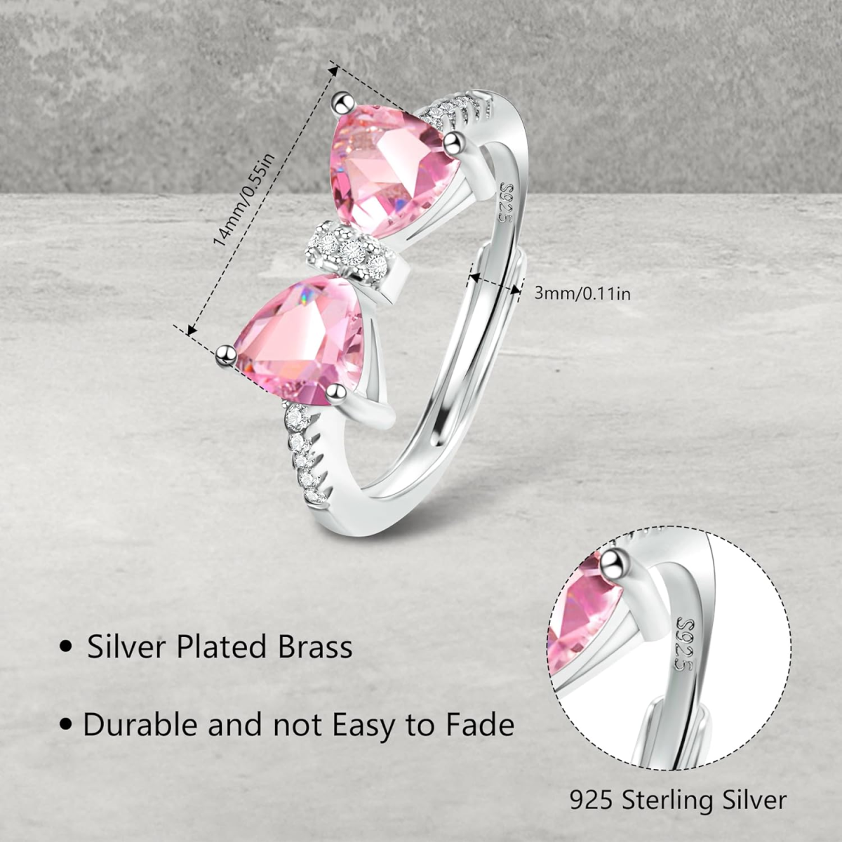 Sterling Silver Bow Ring for Women-5