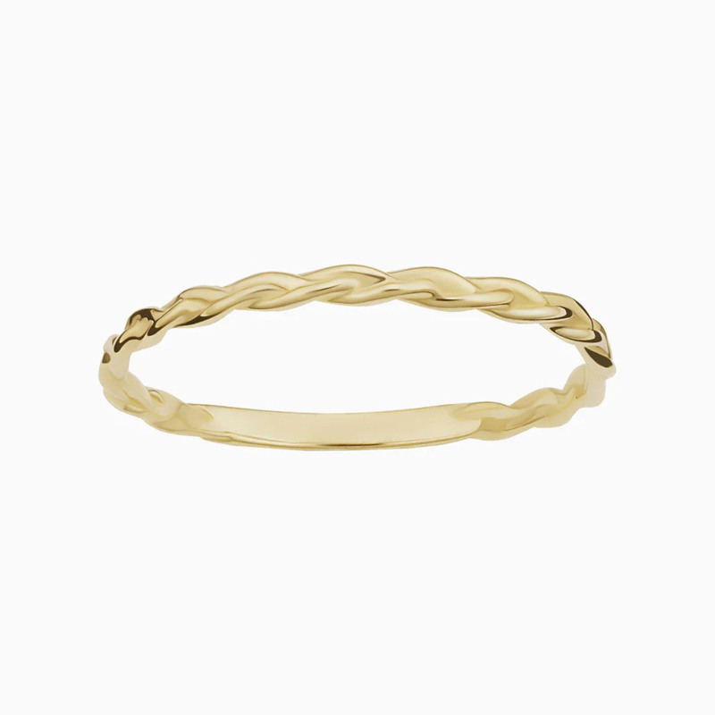 10K-Gold-geflochtener stapelbarer Ring-17