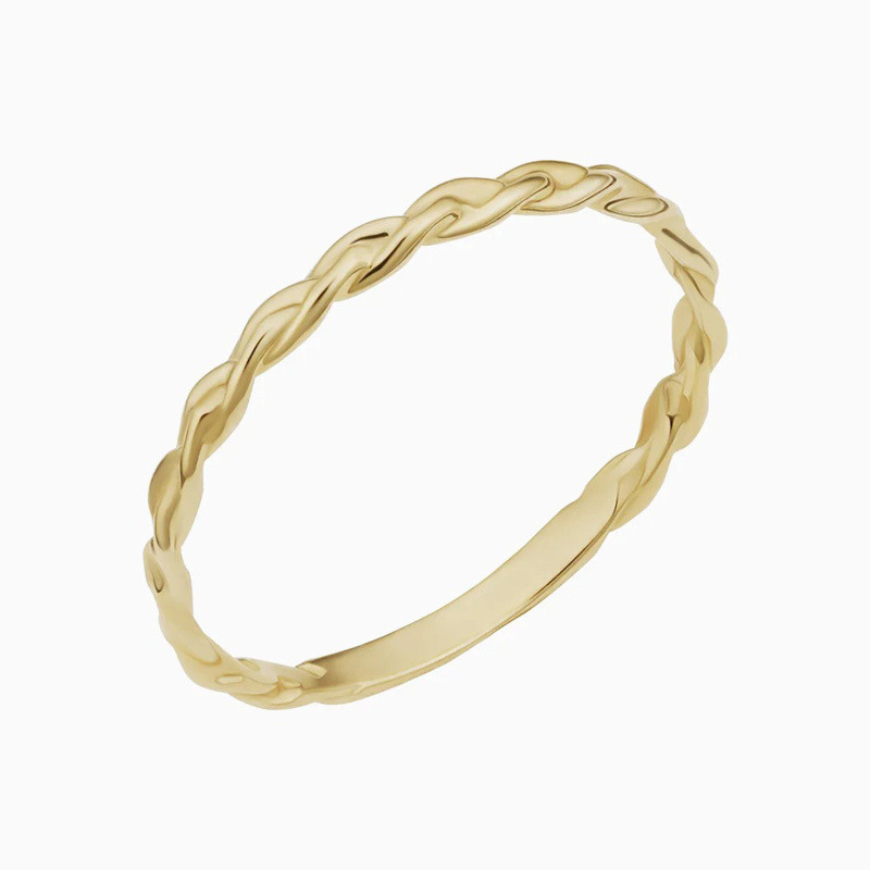 10K-Gold-geflochtener stapelbarer Ring-3