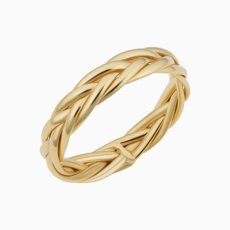 10K-Gold geflochtener stapelbarer Ring-3