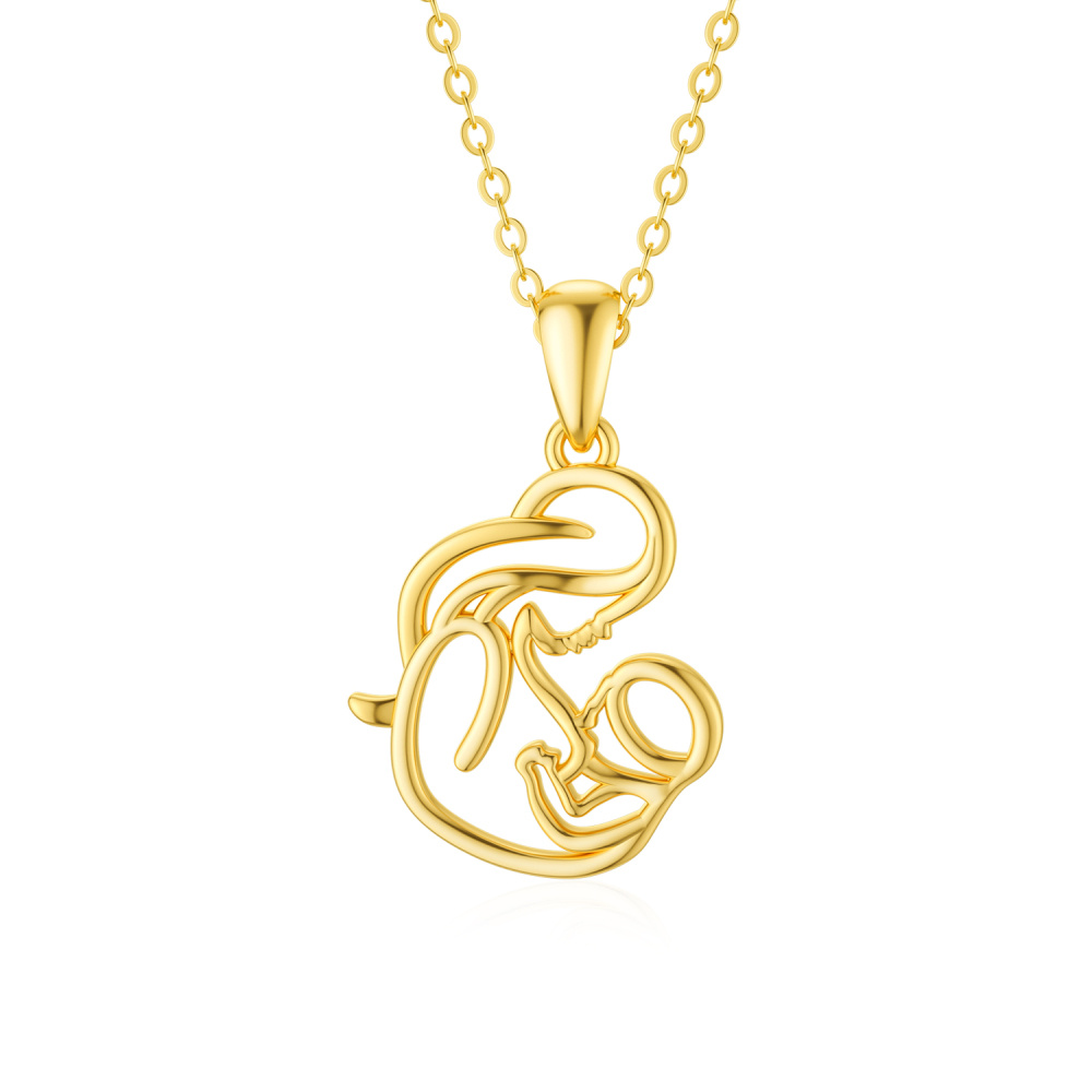 10K Gouden Borstvoedende Moeder Hanger Halsketting-1