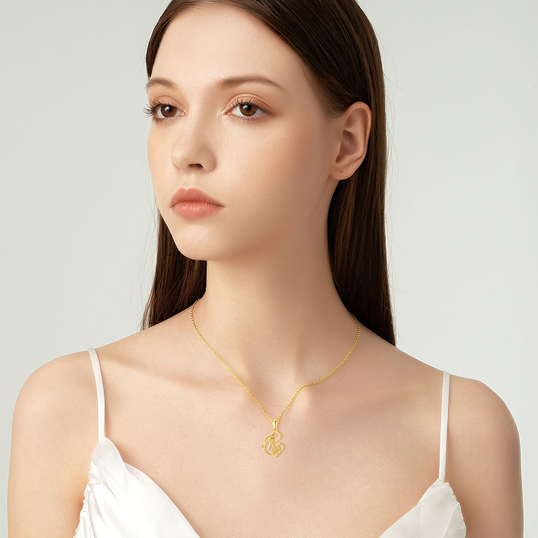 Collana con ciondolo madre allattante in oro 14K-2