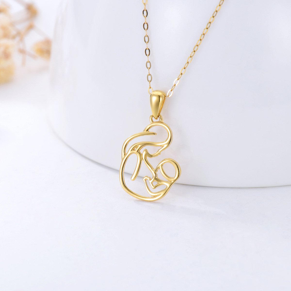 Collier en or 14K avec pendentif mère allaitante-4