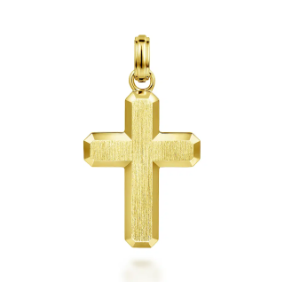 Sterling Silver with Yellow Gold Plated Brushed Cross Pendant Charms-6