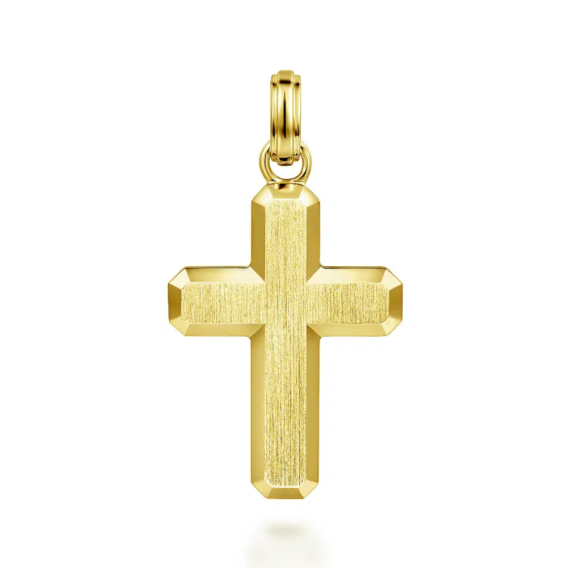 Sterling Silver with Yellow Gold Plated Brushed Cross Pendant Charms-1