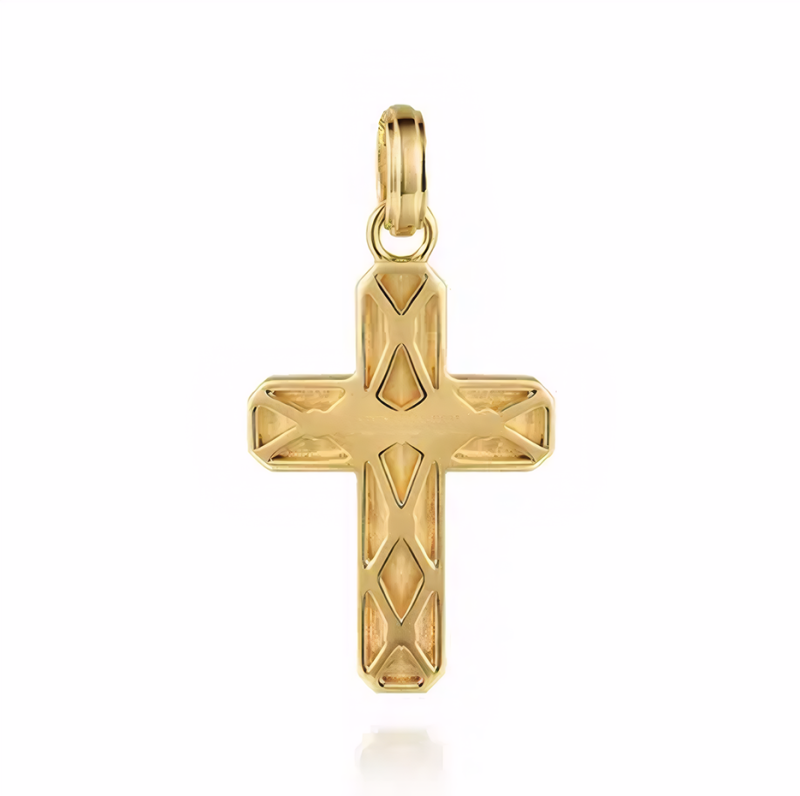 Sterling Silver with Yellow Gold Plated Brushed Cross Pendant Charms-3