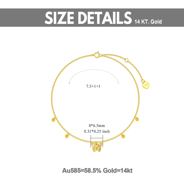 14K Gouden Vlinderkraal Enkel Enkelbandje-5