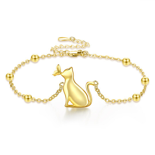Sterling Silver with Yellow Gold Plated Butterfly & Cat Charm Bracelet