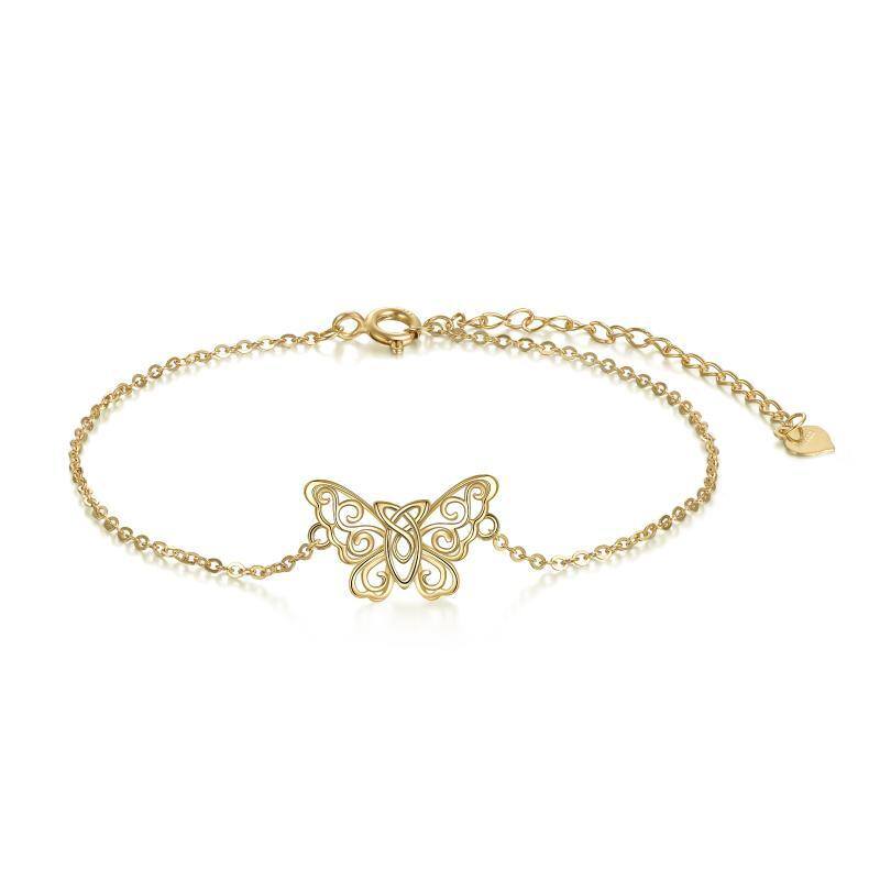 14K Gold Butterfly & Celtic Knot Pendant Bracelet-1