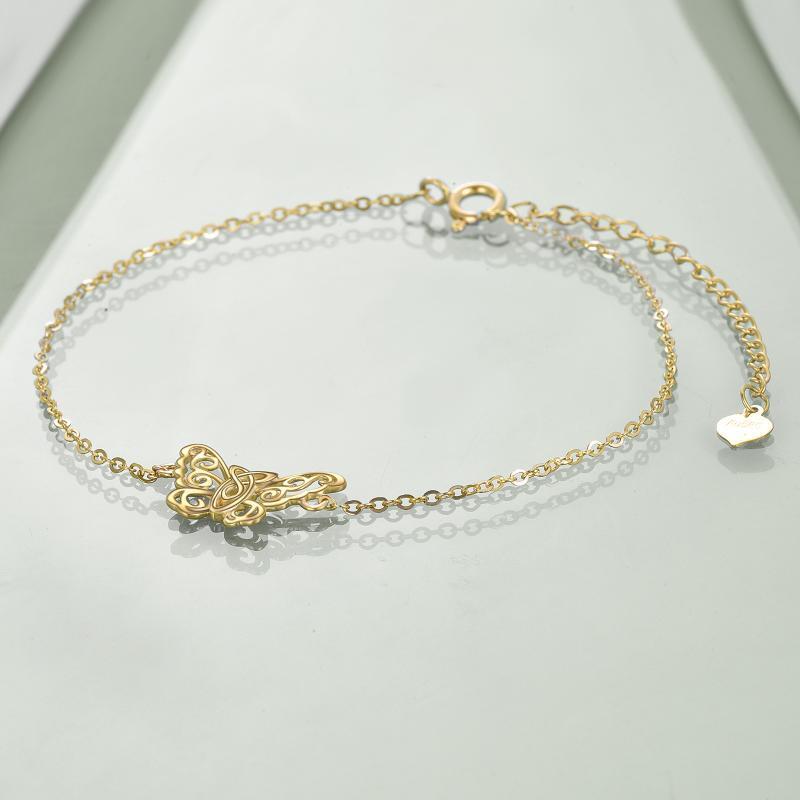 Bracelet en or 10K avec pendentif papillon et nœud celtique-4