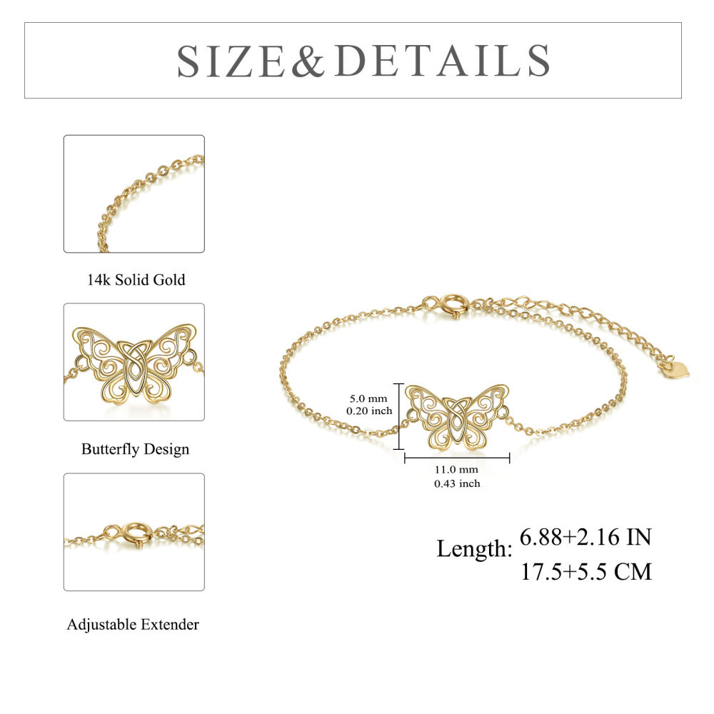 Bracelet en or 10K avec pendentif papillon et nœud celtique-6