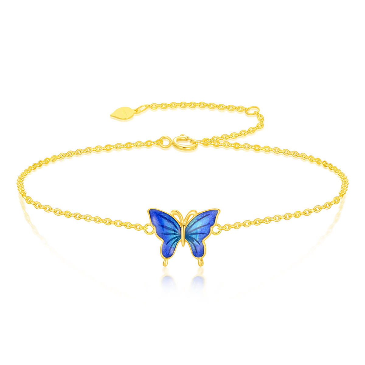 10K Gold Butterfly Charm Bracelet-1