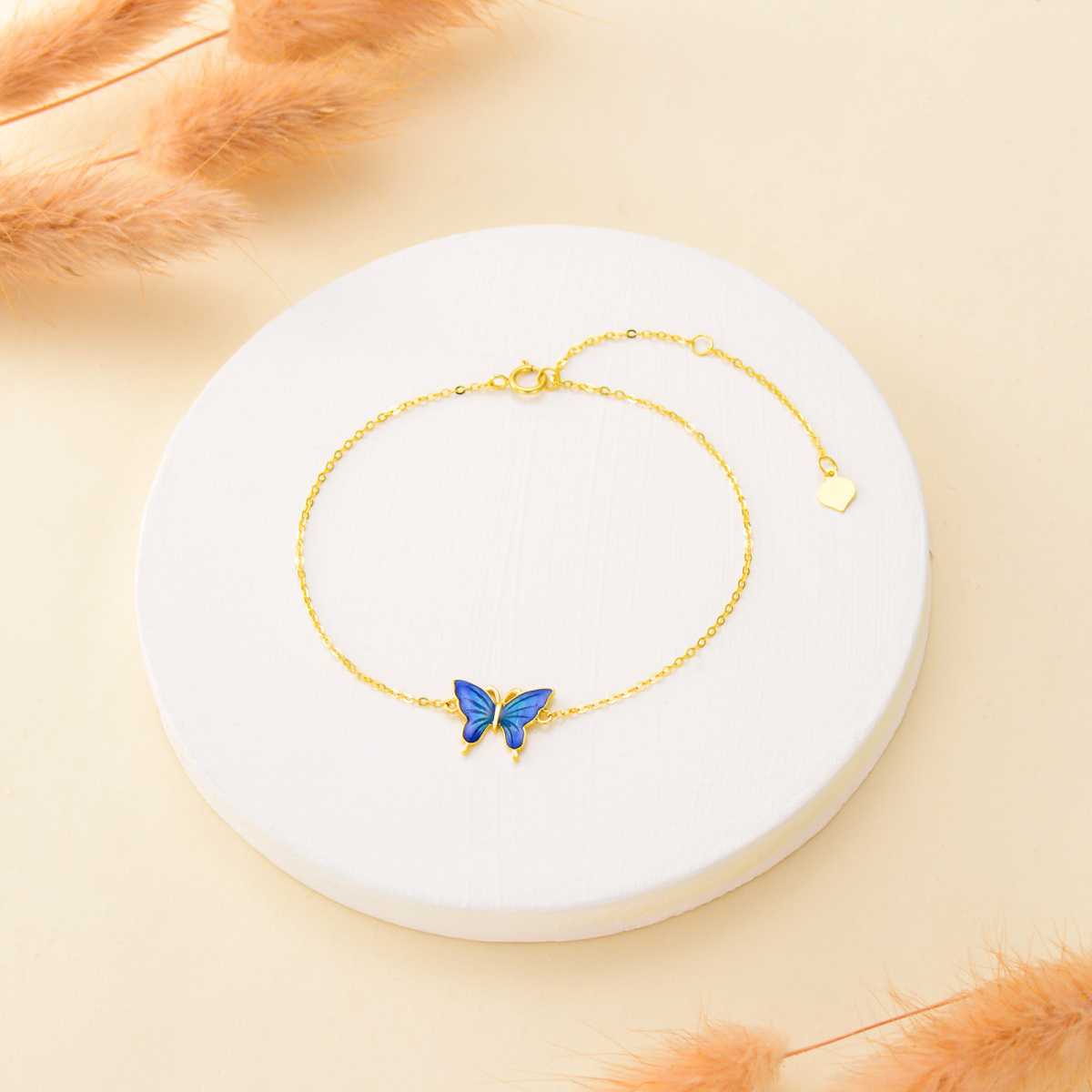 10K Gold Butterfly Charm Bracelet-3