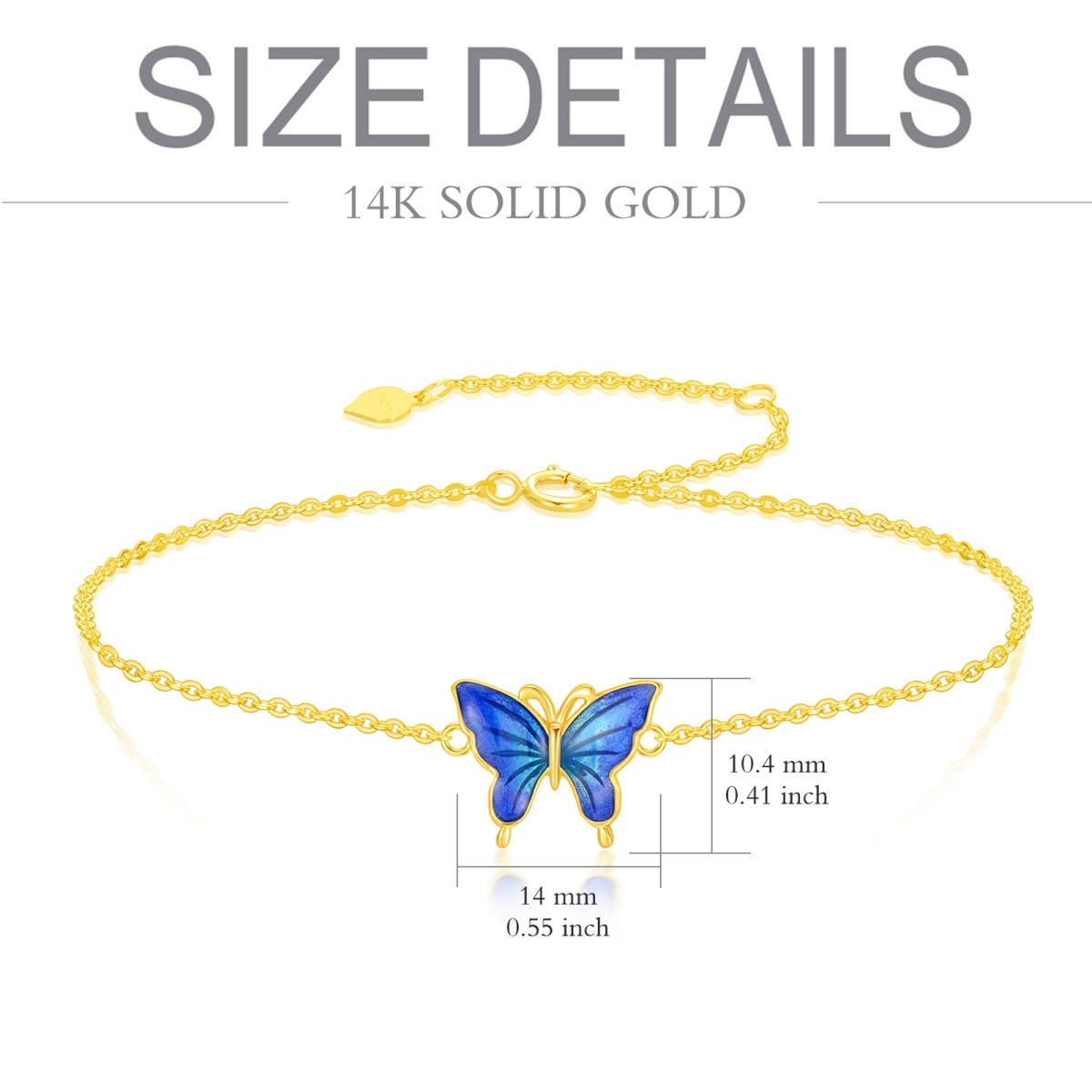 10K Gold Butterfly Charm Bracelet-5