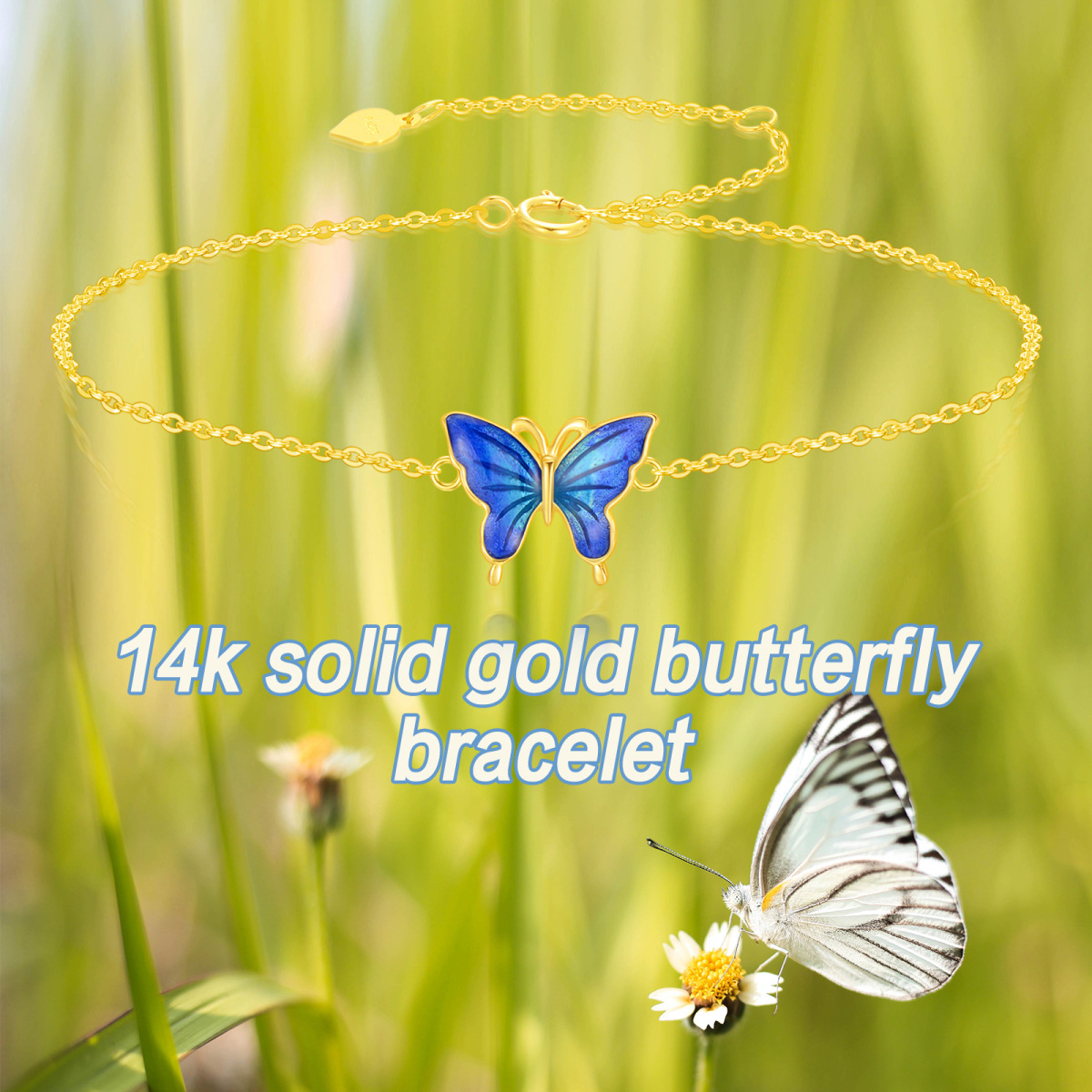 10K Gold Butterfly Charm Bracelet-6