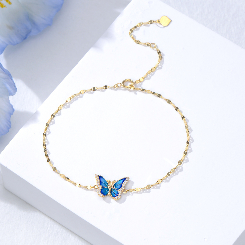 10K Gold Butterfly Charm Bracelet-2