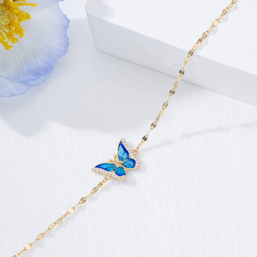 10K Gold Butterfly Charm Bracelet-3