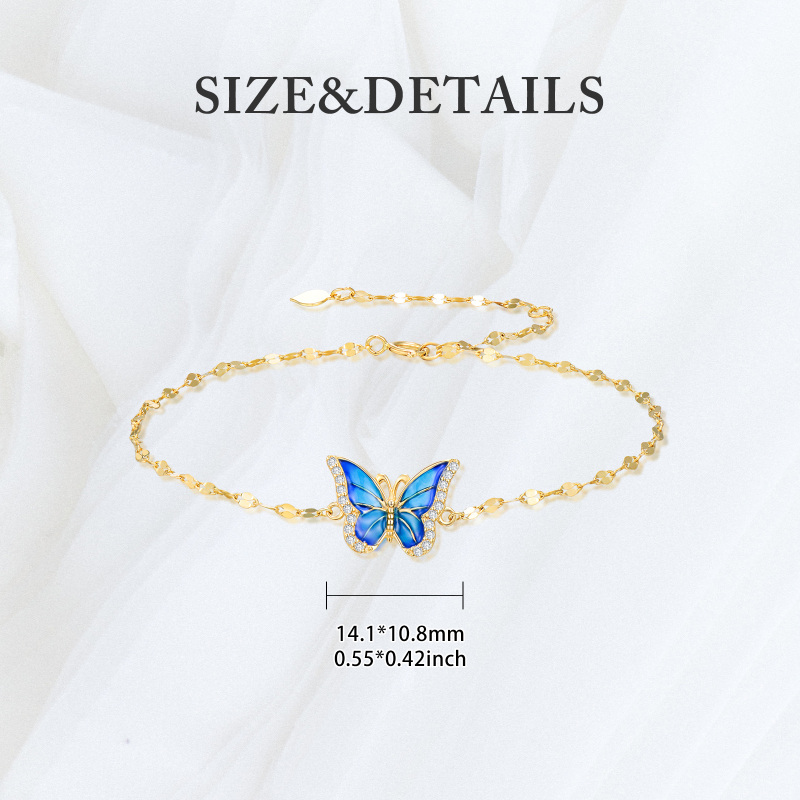 Pulseira com pendente borboleta em ouro branco 14K-5